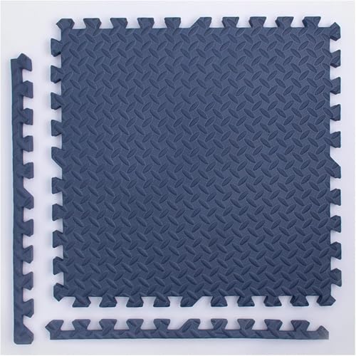 Ineinandergreifende Schaumstoff-Bodenfliesen, Übungsmatte, 12 Stück, 30 x 30 cm, Textur-Teppich, quadratisch, 11,52 m², Heimdekoration, Puzzlematte (Marineblau) von KIJyfgTR