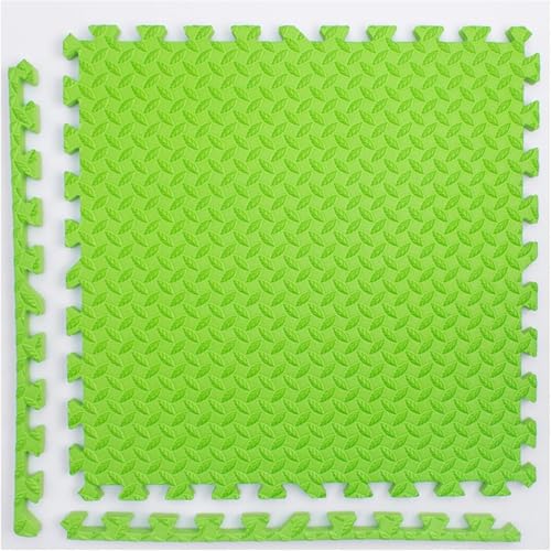 Ineinandergreifende Schaumstoff-Bodenfliesen, Übungsmatte, 12 Stück, 30 x 30 cm, Textur-Teppich, quadratisch, 11,52 m², Heimdekoration, Puzzlematte (grün) von KIJyfgTR