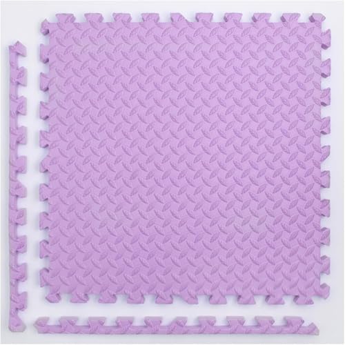 Ineinandergreifende Schaumstoff-Bodenfliesen, Übungsmatte, 12 Stück, 30 x 30 cm, Textur-Teppich, quadratisch, 11,52 m², Heimdekoration, Puzzlematte (lila) von KIJyfgTR
