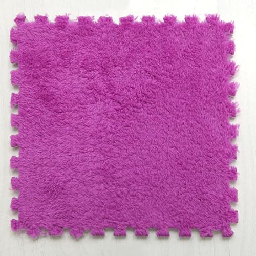 KIJyfgTR 32 quadratische modulare ineinandergreifende Teppiche mit Bordüre, Zottelschaum-Fliesen, weich und bequem, zottelig, Puzzle-Matten, DIY-Teppiche – 30,5 x 30,5 cm, Violett KIJyfgTR 32 quadratische modulare ineinandergreifende Teppiche mit Bordüre, Zottelschaum-Fliesen, weich und bequem, zottelig, Puzzle-Matten, DIY-Teppiche – 30,5 x 30,5 cm, Violett von KIJyfgTR