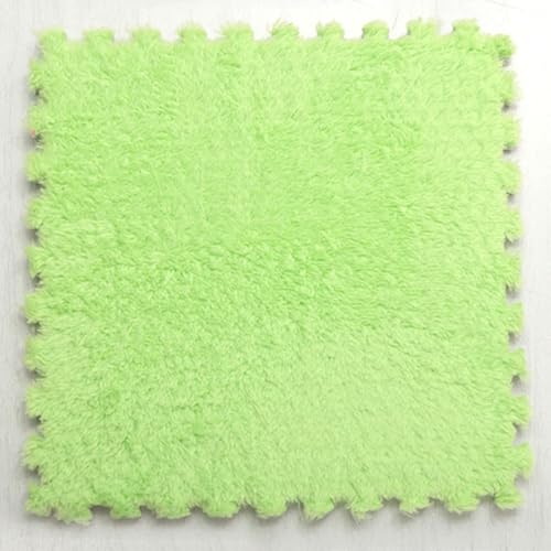 KIJyfgTR 32 quadratische modulare ineinandergreifende Teppiche mit Bordüre, Zottelschaum-Fliesen, weich und bequem, zottelig, Puzzle-Matten, DIY-Teppiche – 30,5 x 30,5 cm (grün) von KIJyfgTR