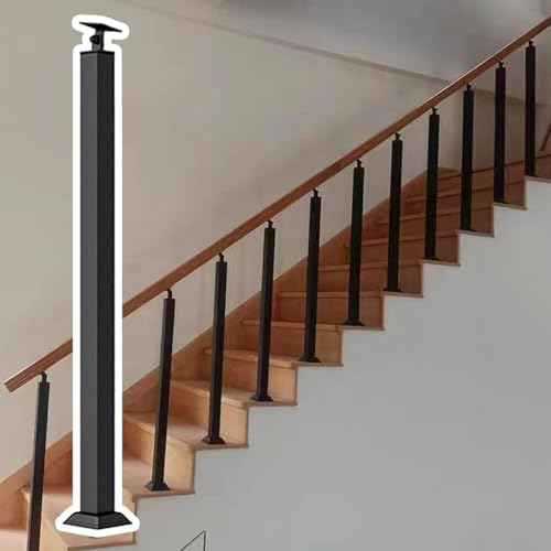 KIJyfgTR Schwarzes quadratisches Metall-Treppengeländer-Kit for Deck- und Innentreppengeländerzaun-Treppenhandlauf-Leitplanke(Height-85cm,2 pcs) von KIJyfgTR