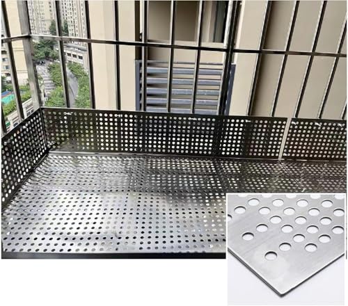 Perforiertes Edelstahlblech 304 Edelstahl Lochblech Balkon Sicherheits- und Diebstahlschutznetz mit Riemen und Handschuhen(15 * 100CM) von KIJyfgTR