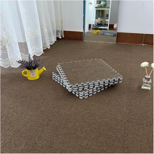 Schaumstoff-Bodenmatte, ineinandergreifend, 30,5 x 30,5 cm, quadratisch, Puzzle-Bodenmatte, weich, atmungsaktiv, Teppichfliesen (Dunkelbraun, 1 cm), 10 Stück von KIJyfgTR