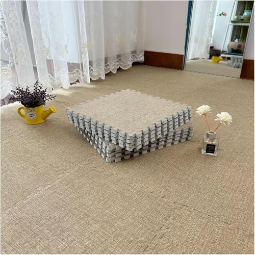 Schaumstoff-Bodenmatte, ineinandergreifend, 30,5 x 30,5 cm, quadratisch, Puzzle-Bodenmatte, weich, atmungsaktiv, Teppichfliesen (Hellbraun, 1 cm), 10 Stück von KIJyfgTR