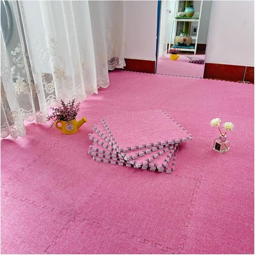 Schaumstoff-Bodenmatte, ineinandergreifend, 30,5 x 30,5 cm, quadratisch, Puzzle-Bodenmatte, weich, atmungsaktiv, Teppichfliesen (Rosa, 1 cm), 10 Stück von KIJyfgTR