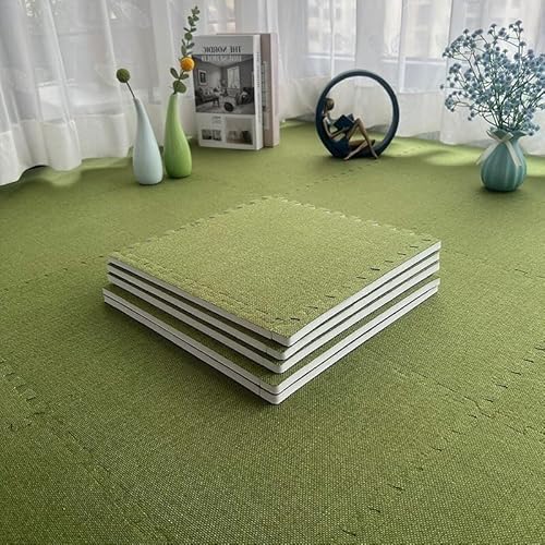 Schaumstoff-Bodenmatte mit Bordüre, Leinenstoff, ineinandergreifende Bodenfliesen, quadratisch, Puzzlematte, Grün, 10-teiliges Set Schaumstoff-Bodenmatte mit Bordüre, Leinenstoff, ineinandergreifende Bodenfliesen, quadratisch, Puzzlematte, Grün, 10-teiliges Set von KIJyfgTR