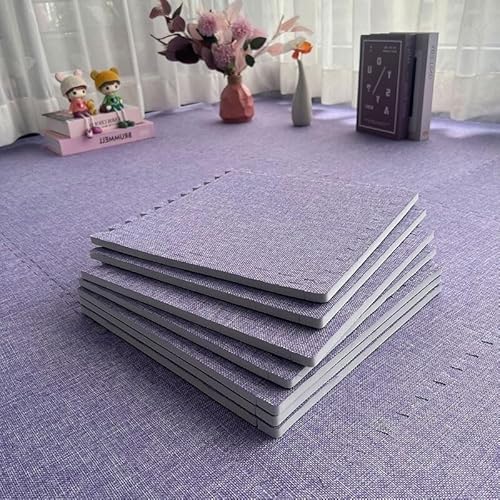Schaumstoff-Bodenmatte mit Bordüre, Leinenstoff, ineinandergreifende Bodenfliesen, quadratisch, Puzzlematte, Violett, 10-teiliges Set Schaumstoff-Bodenmatte mit Bordüre, Leinenstoff, ineinandergreifende Bodenfliesen, quadratisch, Puzzlematte, Violett, 10-teiliges Set von KIJyfgTR