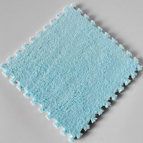 Schaumstoff-Puzzle-Matte, quadratisch, ineinandergreifende Teppichfliesen, weiche Plüsch-Bodenmatte, 30,5 cm, Hellblau, 10 Stück Schaumstoff-Puzzle-Matte, quadratisch, ineinandergreifende Teppichfliesen, weiche Plüsch-Bodenmatte, 30,5 cm, Hellblau, 10 Stück von KIJyfgTR