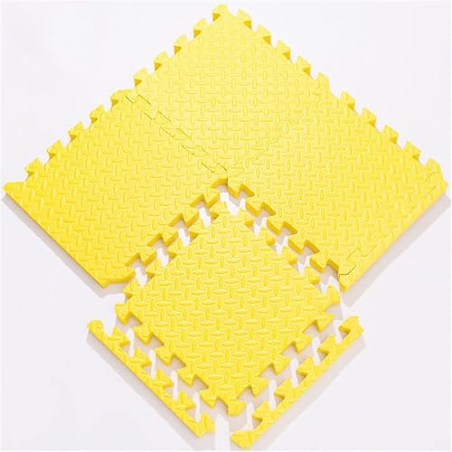 Schaumstoff-Puzzle-Spielmatte, ineinandergreifende Schaumstoffmatte, sensorische Matte, Schaumstoff-Bodenfliesen, 60 x 60 cm, quadratische Bodenmatte (gelb) von KIJyfgTR