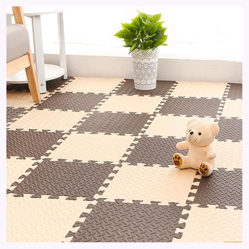 Schaumstoff-Spielmatten, weiche Schaumstoff-Bodenfliesen mit Einfassungen, 30,5 x 30,5 x 2,5 cm, Beige + Kaffeebraun, 16 Stück Schaumstoff-Spielmatten, weiche Schaumstoff-Bodenfliesen mit Einfassungen, 30,5 x 30,5 x 2,5 cm, Beige + Kaffeebraun, 16 Stück von KIJyfgTR