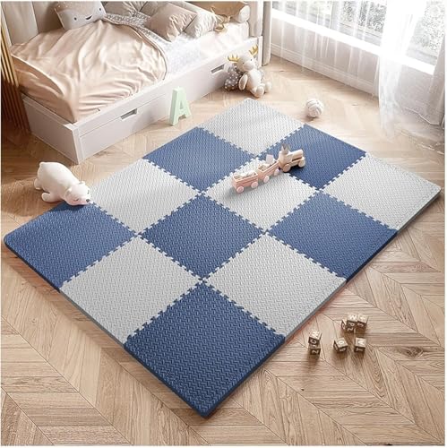 Schaumstoffmatten, ineinandergreifend, 30 x 30 cm, extra dick, quadratisch, Schaumstoff-Spielmatte, Fliesen (Marineblau + Grau, 1,2 cm), 16 Stück von KIJyfgTR