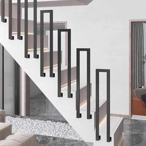 Schwarzer, an der Wand montierter Treppenhandlauf vom Typ N aus Metall for den Außenbereich, geeignet for Veranden, Dachböden, Flure von Villen und Gärten, Sicherheitshandlauf in modernem Design.(2.8f von KIJyfgTR