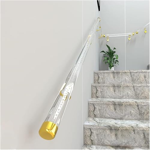 Transparente Acryl-Treppengeländer for ältere Menschen und Kinder, goldene Halterungen, stilvolle Sicherheitslösungen(550cm(18ft)) von KIJyfgTR