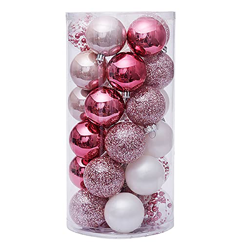 KIKAPA 30 Stück Christbaumkugeln Ornamente Set bruchfeste dekorative Kugeln Set Exquisite Hängende Kugeln Set -Rosa von KIKAPA