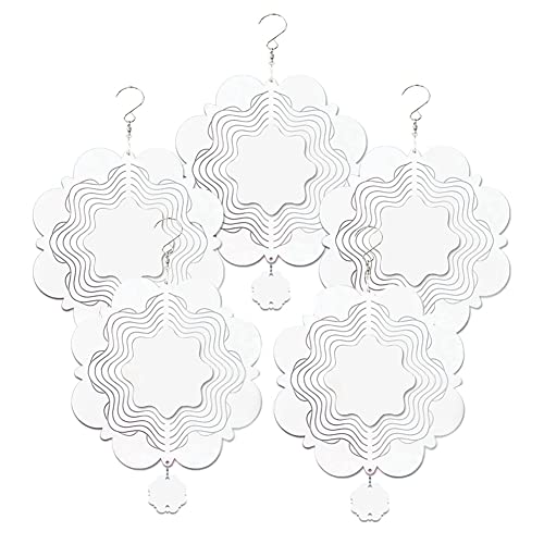 KIKAPA 5 Stück 25,4 cm leeres Sublimations-Sublimationswindrad 3D doppelseitiges Windrad mit leerer Sublimation zum Aufhängen für Innen- und Außendekoration von KIKAPA