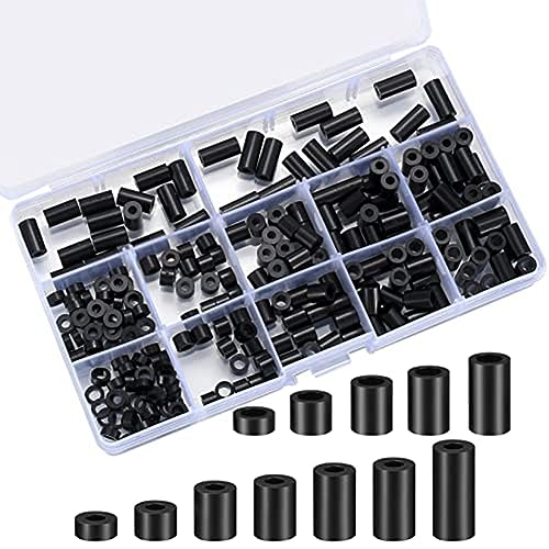 KIKAPA Abstandshalter für elektrische Steckdosen, schwarz, Nylon, rund, Abstandshalter aus Kunststoff, ohne Gewinde, 320 Stück von KIKAPA
