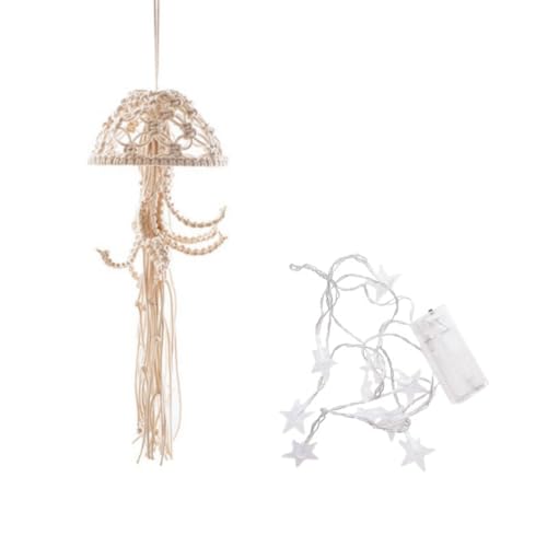 KIKAPA Boho Makramee Handgemachte Gewebte Ornament mit Lichterkette Quallen zum Aufhängen Dekor B KIKAPA Boho Makramee Handgemachte Gewebte Ornament mit Lichterkette Quallen zum Aufhängen Dekor B von KIKAPA