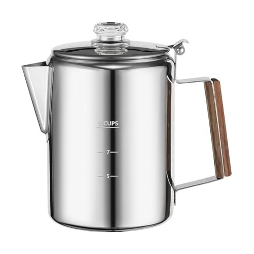 KIKAPA Kaffee Perkolatoren Herd für Camping, Perkolator Kaffeekanne Edelstahl Kaffeemaschine Camping 9 Tassen KIKAPA Kaffee Perkolatoren Herd für Camping, Perkolator Kaffeekanne Edelstahl Kaffeemaschine Camping 9 Tassen von KIKAPA