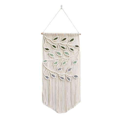 KIKAPA Makramee Blätter Wandbehang Grünes Makramee Blatt Wandbehang Boho Wandbehang Garn Wandbehang Handgemacht B Langlebig von KIKAPA