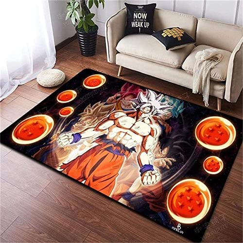 KIKCY 3D Ectangle Teppiche Dragon Ball Z Super Saiyajin Goku Anime/Cartoon Kinder Kristall Samt Teppich Wohnzimmer Schlafzimmer Yoga Matte/Kindergarten Teppich (100 x 160 cm) von KIKCY