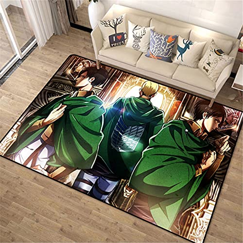 KIKCY Anime Attack Riesiger Bodenteppich Schlafzimmer Wohnzimmer Fußmatte Anti-Rutsch-Matte Cartoon Geschenk (80 x 160 cm, 2) von KIKCY