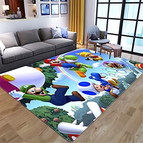 KIKCY Cartoon 3D Anime Super Mario Muster Wohnzimmer Schlafzimmer Teppich Große Fläche Teppich Kinder Spielboden Matte Kinder Spielbereich Teppich (100 x 160 cm, 6) von KIKCY