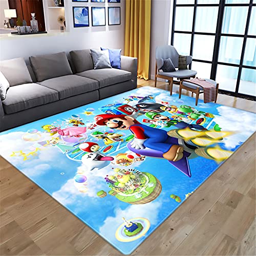 KIKCY Cartoon 3D Anime Super Mario Muster Wohnzimmer Schlafzimmer Teppich große Fläche Teppich Kinder Spielboden Matte Kinder Spielbereich Teppich (60 x 90 cm, 4) von KIKCY