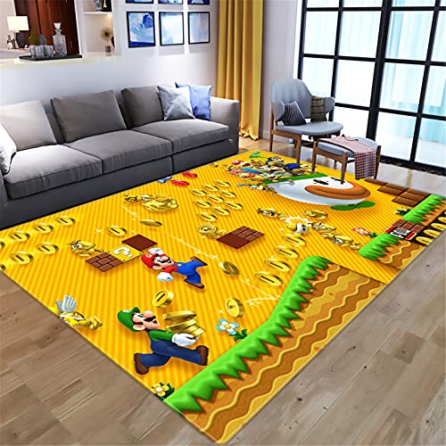 KIKCY Cartoon 3D Anime Super Mario Muster Wohnzimmer Schlafzimmer Teppich große Fläche Teppich Kinder Spielboden Matte Spielbereich Teppich (80 x 120 cm, 1) von KIKCY