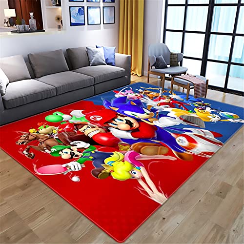 KIKCY Cartoon 3D Anime Super Mario Muster Wohnzimmer Schlafzimmer Teppich große Fläche Teppich Kinder Spielboden Matte Spielbereich Teppich (80 x 120 cm, 3) von KIKCY