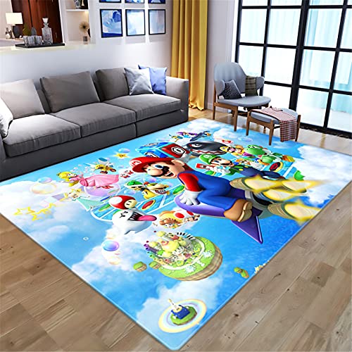 KIKCY Cartoon 3D Anime Super Mario Muster Wohnzimmer Schlafzimmer Teppich große Fläche Teppich Kinder Spielplatz Teppich (100 x 160 cm, 4) von KIKCY