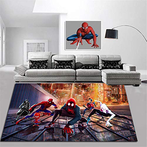 KIKCY Cartoon Spiderman Teppich Kinder Anime Rutschfester Teppich Wohnzimmer Schlafzimmer Marvel Teppich-140 * 200 cm_TF-70 von KIKCY