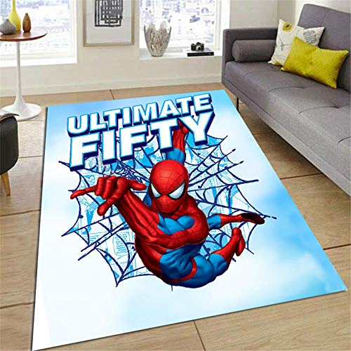 KIKCY Cartoon Spiderman Teppich Kinder Anime Rutschfester Teppich Wohnzimmer Schlafzimmer Marvel Teppich-80 * 120 cm_TF-73 von KIKCY