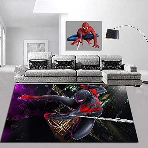 KIKCY Cartoon Spiderman Teppich Kinder Anime Rutschfester Teppich Wohnzimmer Schlafzimmer Marvel Teppich-80 * 160 cm_TF-79 von KIKCY