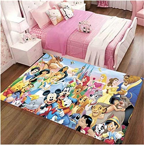 KIKCY Langer Teppich Kinderzimmer Anime Cartoon Disney Mickey Mouse Home Wohnzimmer Schlafzimmer Arbeitszimmer Badezimmer Anti-Rutsch Kristall Samt Teppich (100 x 160 cm) von KIKCY