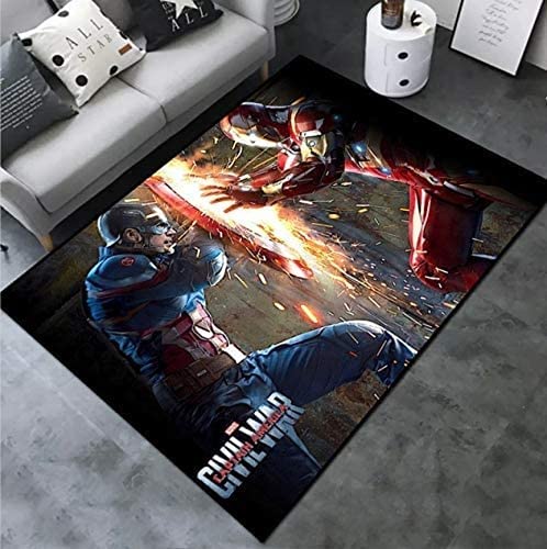 KIKCY Persönlichkeits-Teppich im Cartoon-Design von Marvel Avengers, Beauty-Team, für Kinderzimmer, Wohnzimmer, Schlafzimmer, Kaffeetisch, Teppich, Dekoration (140 x 200 cm) von KIKCY