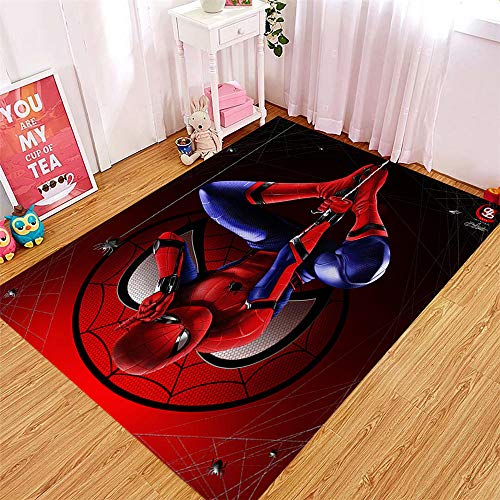 KIKCY Spiderman Teppich im europäischen und amerikanischen Stil Cartoon Cartoon Teppich Wohnzimmer Schlafzimmer Kinder Rutschfester Teppich-140 * 200 cm_TF-56 von KIKCY