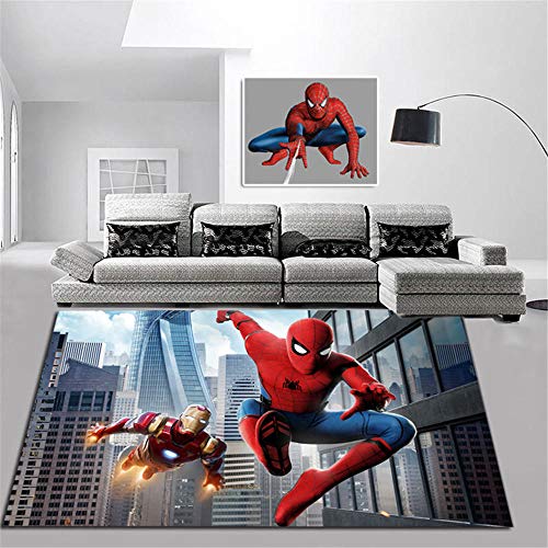 KIKCY Spiderman Teppich im europäischen und amerikanischen Stil Cartoon Cartoon Teppich Wohnzimmer Schlafzimmer Kinder Rutschfester Teppich-80 * 120 cm_TF-59 von KIKCY