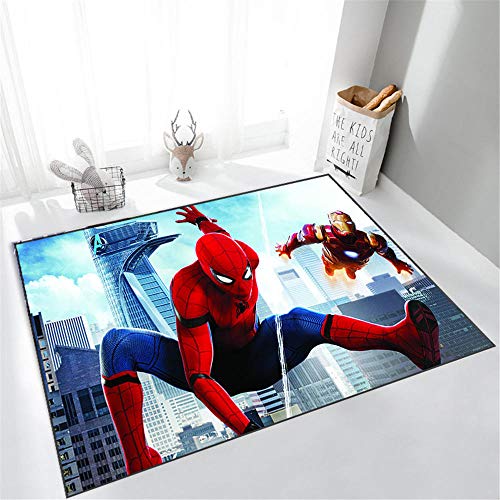 KIKCY Spiderman Teppich im europäischen und amerikanischen Stil Cartoon Cartoon Teppich Wohnzimmer Schlafzimmer Kinder Rutschfester Teppich-80 * 120 cm_TF-64 von KIKCY