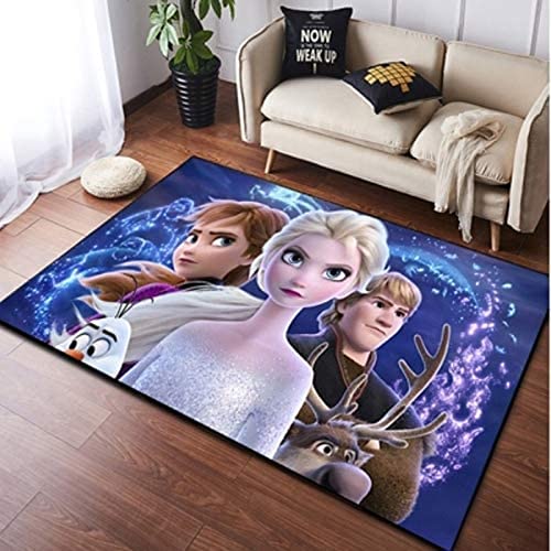 KIKCY Teppich Kinderzimmer Mädchen Herz Frozen Cartoon Anime Mädchen Zimmer Rechteck Wohnzimmer Schlafzimmer Studie Zimmer Dekorative Teppiche (80 * 120cm) von KIKCY