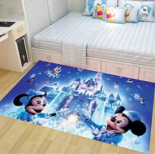 KIKCY Teppich Persönlichkeit Cartoon Anime Wohnzimmer Teppiche Kinderzimmer Mickey Mouse Schlafzimmer Bett Full Shop Cute Krabbelmatte rutschfeste Dekoration (80 * 120cm) von KIKCY
