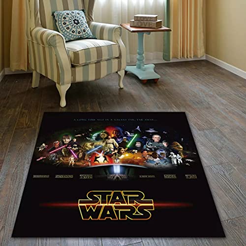 KIKCY Teppich Wohnzimmer Schlafzimmer Kinderzimmer Cartoon Star Wars Teppich Rechteckig Kinderzimmer Esszimmer Baby Wohnbereich Nachttisch Aktivität Fußmatte (80 x 120 cm) von KIKCY