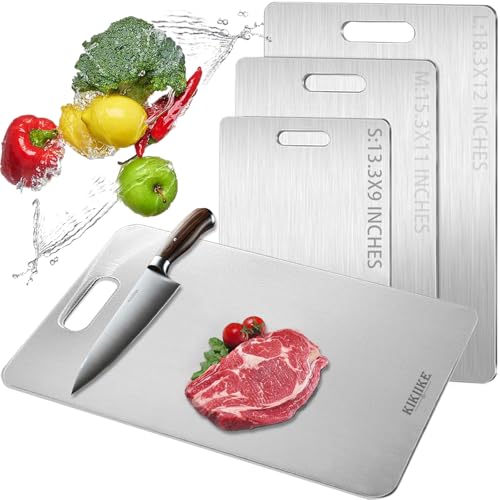 Titan-Schneidebrett 2025, Neues Upgrade, 100 % Reines Titan, Schneidebretter für die Küche, Doppelseitig, Lebensmittelecht, Antihaftbeschichtet, Langlebig und Leicht zu Reinigen (34 x 23 cm) von KIKIIKE
