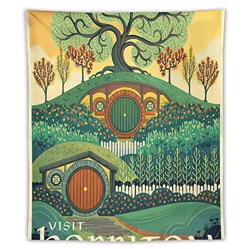 KIKIKI Hobbiton Vintage-Reise-Wandteppich, Herr der Ringe, Moive-Wandteppich, Raum, ästhetischer Wandteppich, Druck, Kunstwand KIKIKI Hobbiton Vintage-Reise-Wandteppich, Herr der Ringe, Moive-Wandteppich, Raum, ästhetischer Wandteppich, Druck, Kunstwand von KIKIKI