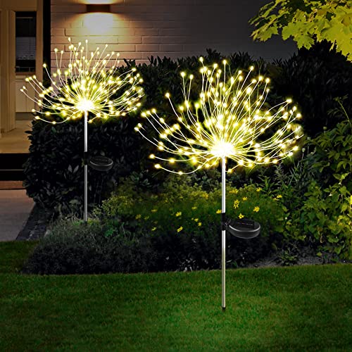 KIKILIVE Solar Gartenleuchten für den Außenbereich Solar Feuerwerk Lichterketten Feuerwerk Landschaftspfad Solarbetriebene Starburst-Lichterkette wasserdicht für Weihnachtsfeier von KIKILIVE