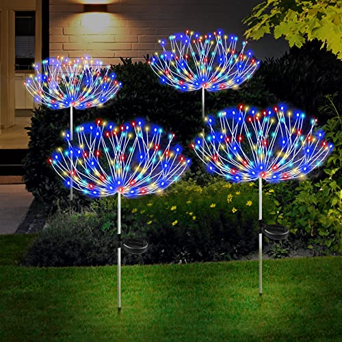 KIKILIVE Solar Gartenleuchten für den Außenbereich Solar Feuerwerk Lichterketten Feuerwerk Landschaftspfad Solarbetriebene Starburst-Lichterkette wasserdicht für Weihnachtsfeier von KIKILIVE