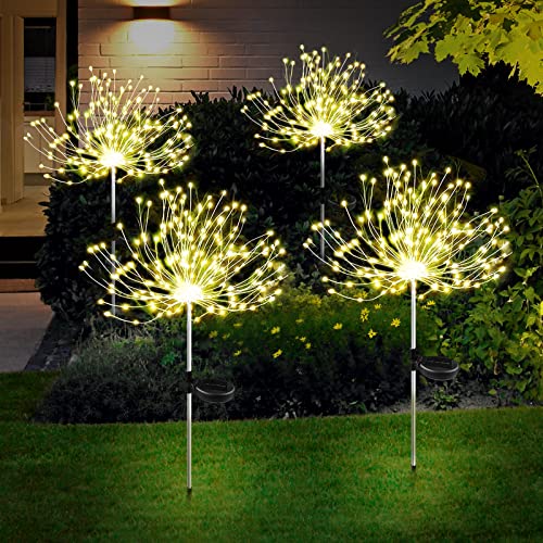 KIKILIVE Solar Gartenleuchten für den Außenbereich Solar Feuerwerk Lichterketten Feuerwerk Landschaftspfad Solarbetriebene Starburst-Lichterkette wasserdicht für Weihnachtsfeier von KIKILIVE