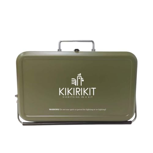 KIKIRIKIT - Holzkohlegrill - Tragbarer Holzkohlegrill - Klappgrill - Grillset - Camperzubehör - originelles Geschenk - Geschenke für Eltern (Grün, Basic Kit) von KIKIRIKIT EVERYTHING IN A KIT