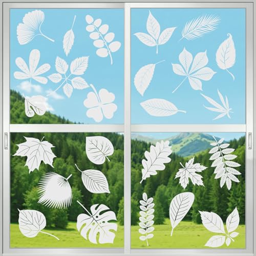 KIKISML Anti-Kollision Fensteraufkleber, Verlässt Fensterbilder Selbstklebend, Transparente Blatt Fenster Aufkleber, Laub Fensterscheiben Deko, Vogelschutz Fensterbilder von KIKISML