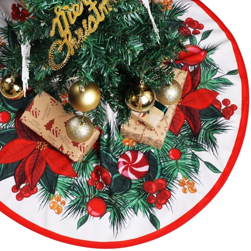 KIKISML Weihnachtsbaum Decke Rock 120CM, Weihnachtsbaumdecke Baumrock Rund, Tannenbaum Unterlage Rund Christbaumdecke für Weihnachtsdeko Urlaub Party Deko (AKranzstil) von KIKISML